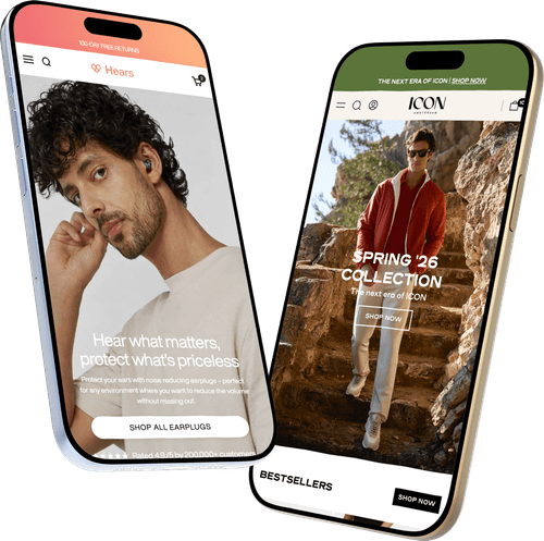 Shopify webshops van Hears en ICON Amsterdam op smartphones
